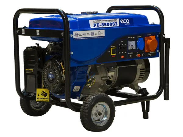Электростанция 3-х фазная (генератор бензиновый) ECO PE-8500S3 (6.5/2,1 кВт, 380/230 В, бак 25.0 л, вес 84 кг)