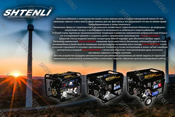 Генератор бензиновый Shtenli PRO 1900 (1,1 кВт) одна розетка 220В — фото 2