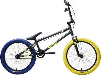 Велосипед Stark Madness BMX 1 2025 (графит матовый/желтый/синий)